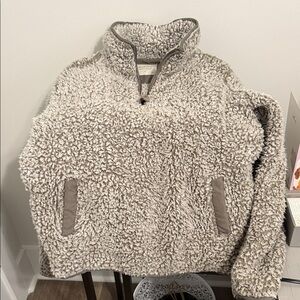 Altar'd State Cream Sherpa Turtleneck Sweater